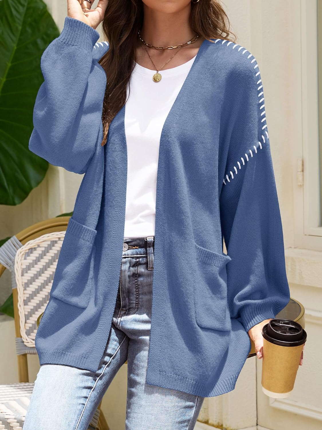 HDLTE Womens Oversized Cardigan Sweaters 2025 Fall Long Knit Open Front Sweater Trendy Outfits with Pockets - Image 6