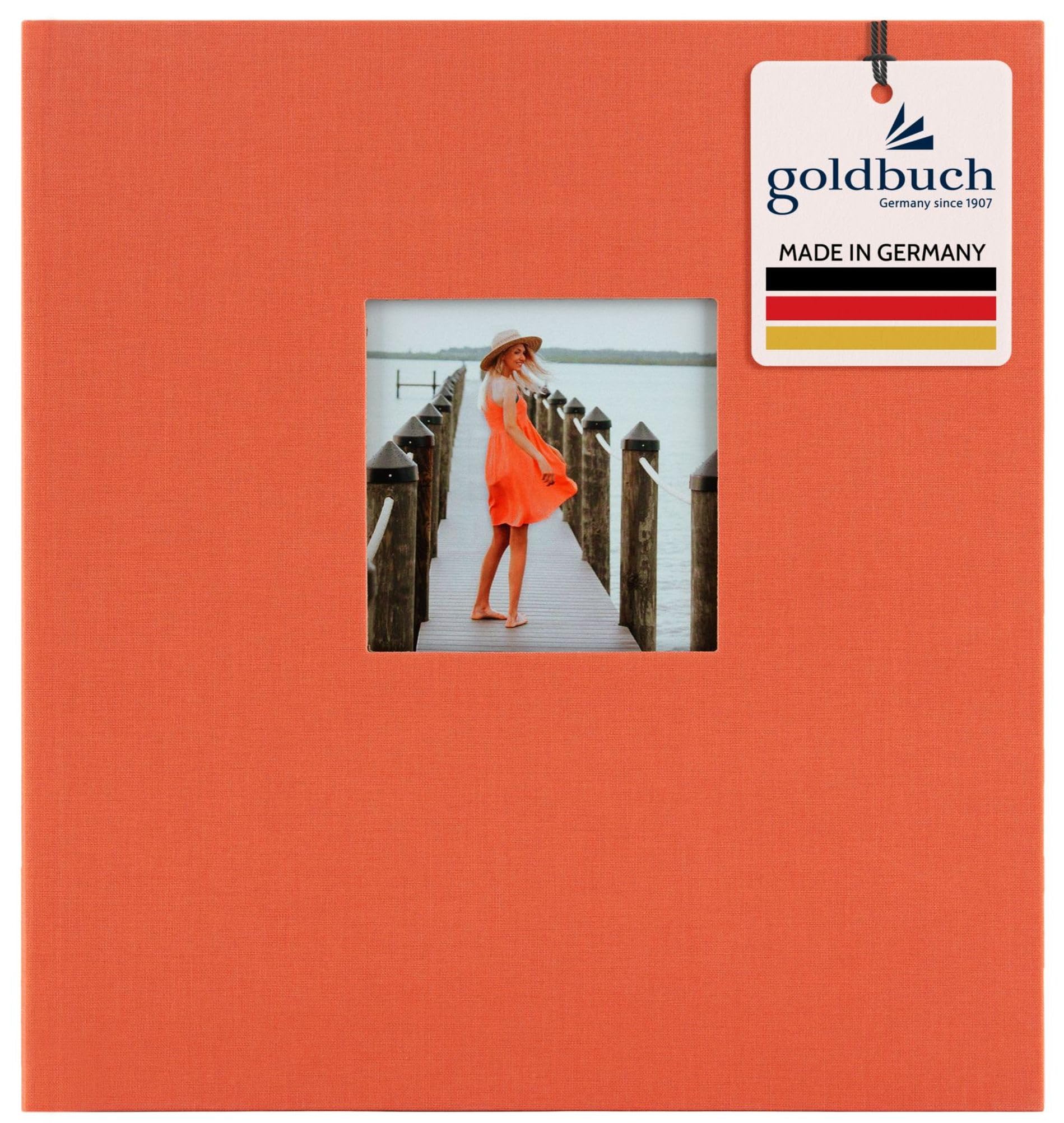 goldbuch Álbum de fotos Bella Vista 27 480 con recorte de salmón, álbum de recuerdos en formato 30 x 31 cm, 60 páginas blancas con separadores de pergamino, libro de fotos con cubierta de lino en