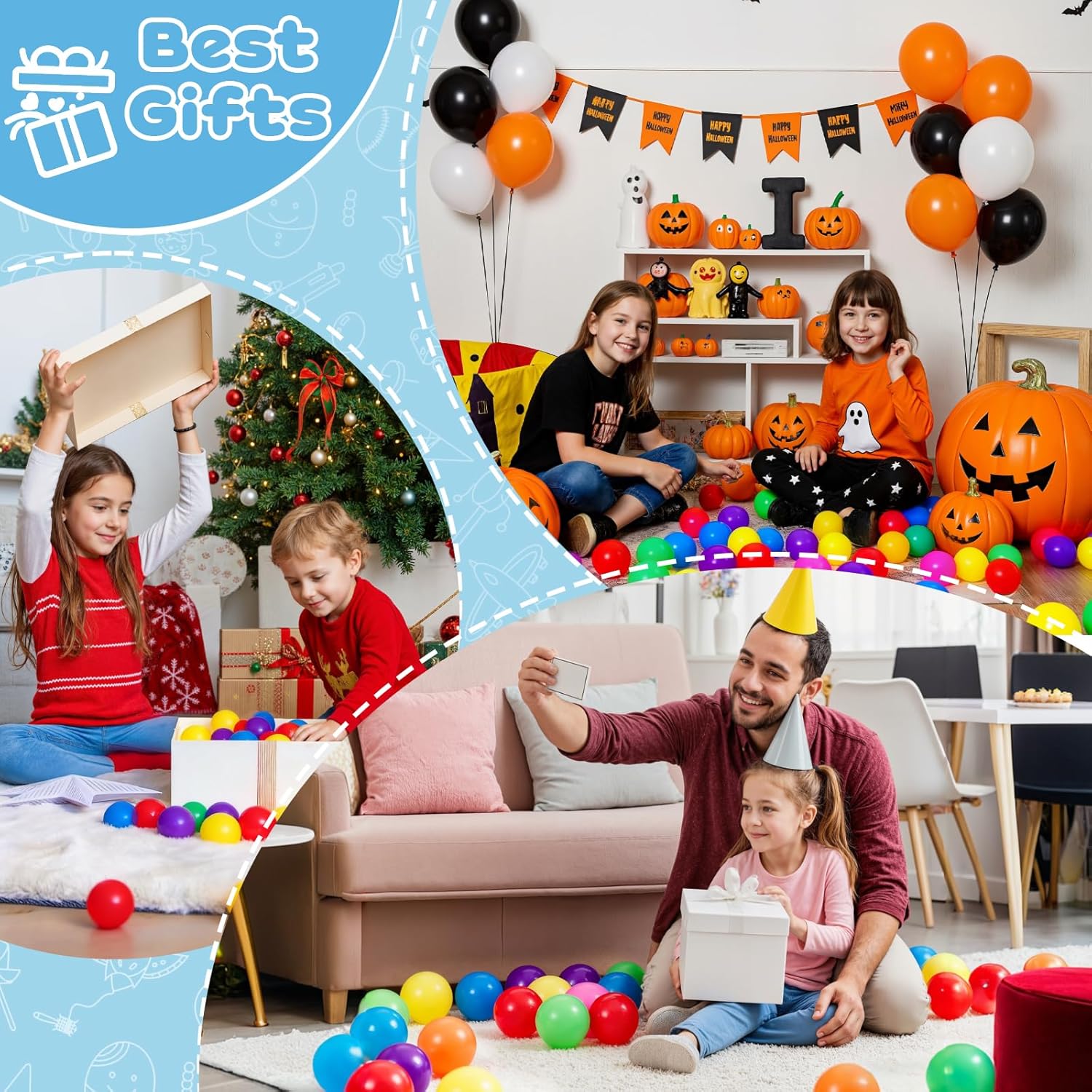 Ball Pit Balls, BPA & Phthalate Free, Crush-Proof Soft Plastic Ocean Balls, Assorted Colors for Toddlers & Kids