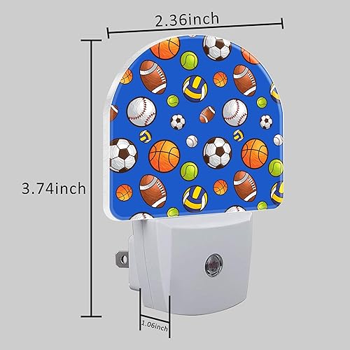 Miniatura 5 de Bolas deportivas de dibujos animados para niños, luz nocturna LED enchufable a la pared con sensor de atardecer a amanecer para niñas, niños,