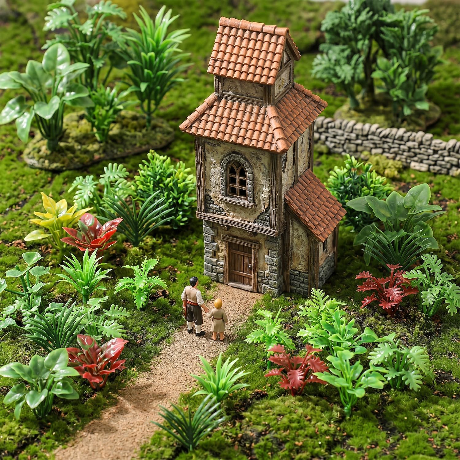100 Pcs Miniature Plants & Model Trees Set, Mini Plants & Mini Flowers Shrubs for Crafts, Artificial Plant for Dollhouse, Fairy Garden, Diorama, Train Scenery, Landscape, DIY Decor