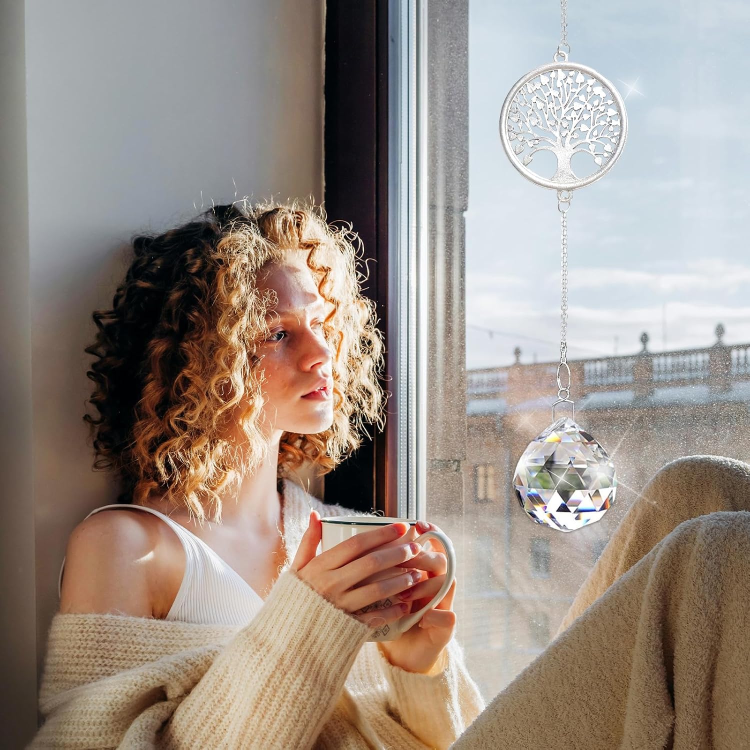 Sympathy Gifts for Loss of Loved One, Memorial Grief Gift Idea for Loss of Women Mom Dad, Condolences Bereavement Gift Crystal Ball Suncatcher in Memory of Grandma Son Daughter Friend Dog,Tree of Life