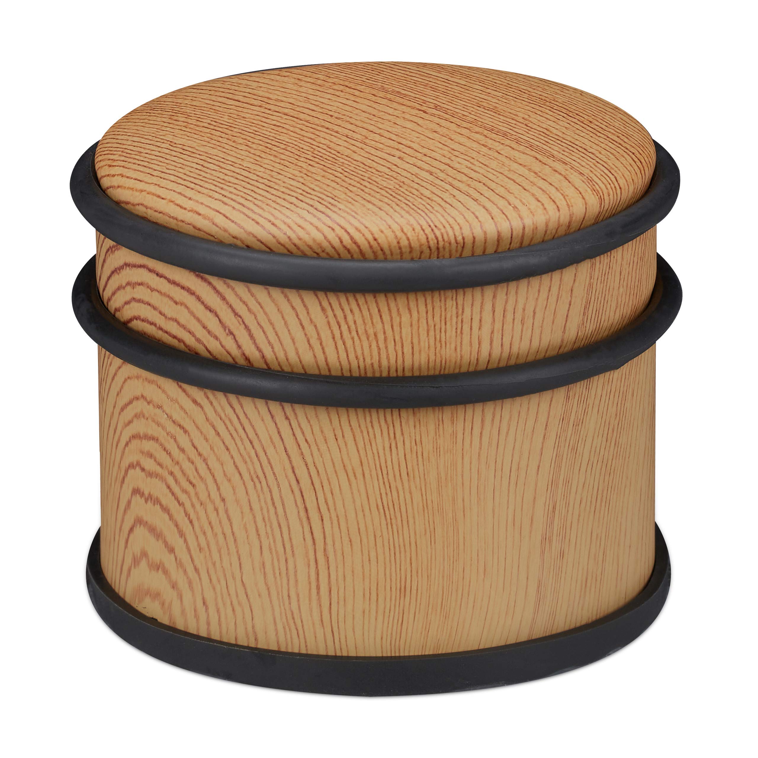 Relaxdays stoper do drzwi, blokada drzwiowa o wyglądzie drewna, gumowe zabezpieczenia, do drzwi, ∅ 9,5 cm, brązowy