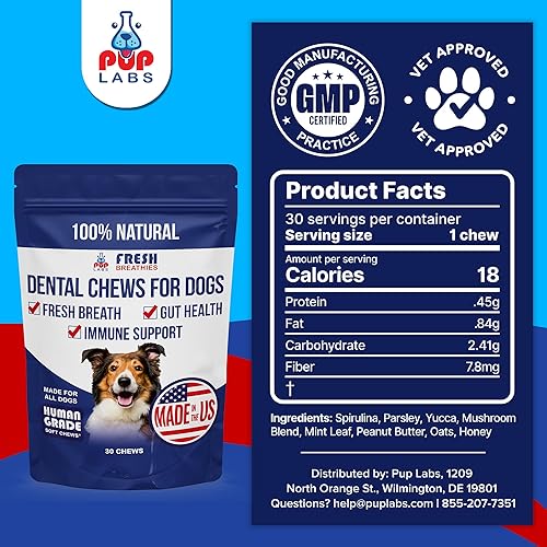 Miniatura 8 de Fresh Breathies, masticables dentales totalmente naturales para perros, tratamiento del aliento de perro que apoya la salud intestinal y el sistema