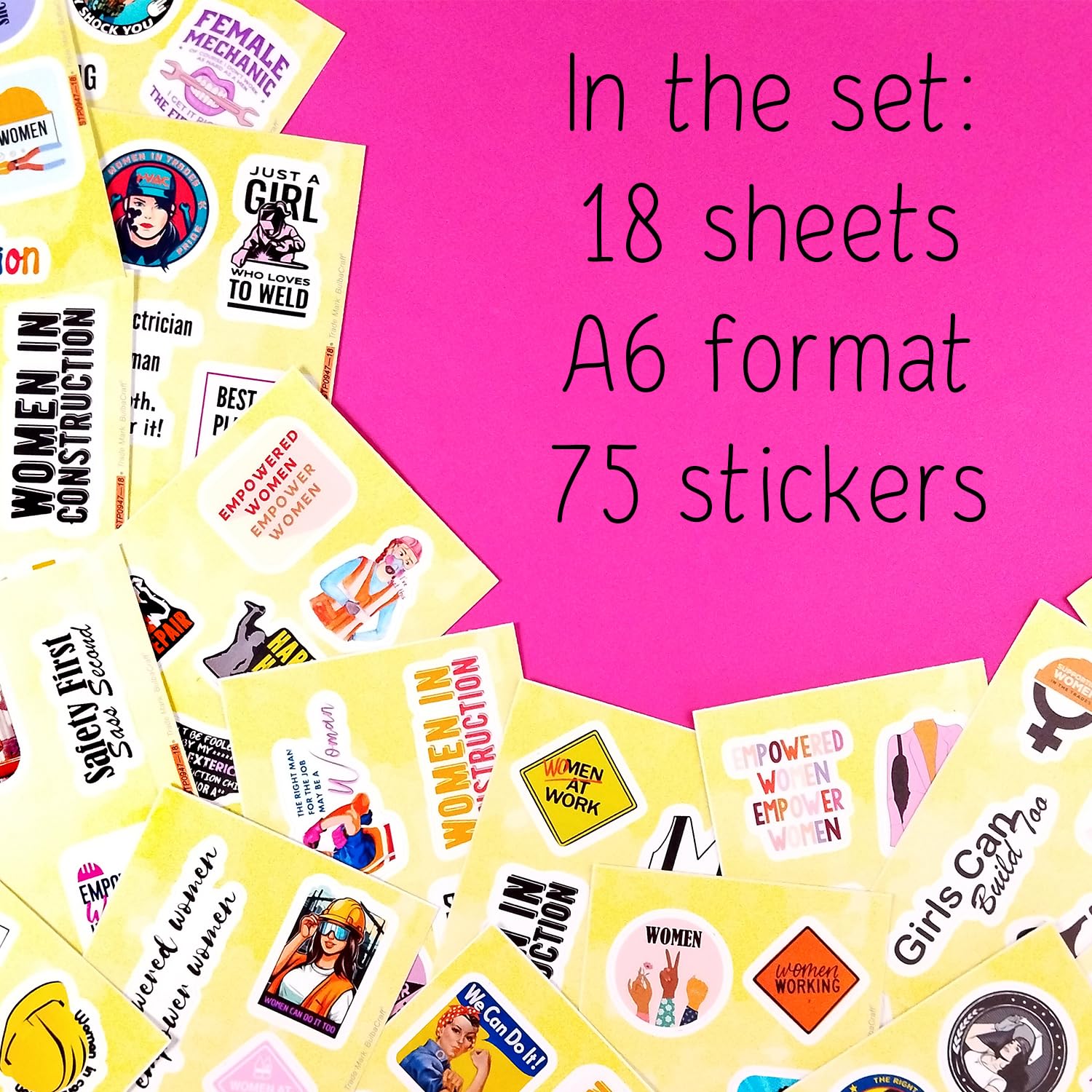 Bulbacraft 100Pcs Hard Hat Stickers for Women Construction and Other Hard Hat Jobs Decals - Hardhat Accessories, Gifts for Women & Men