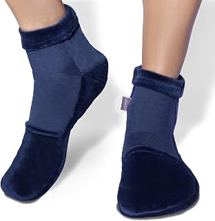 ICEHOF Bolsa gel frio para pies con 4 acumuladores de frío - Tejido suave (1 par) Calcetines de terapia de frío para pies gel quimioterapia reumatica - Calcetines de frío Chemo - Talla S