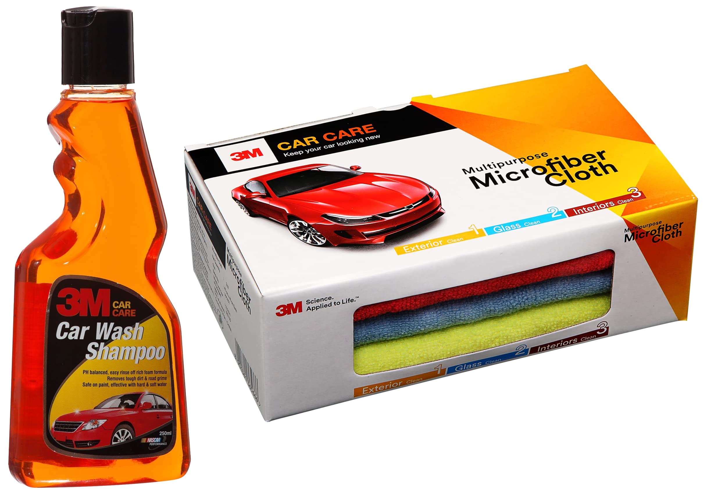 3M Car Care Microfiber Cloth (3 Pieces) & Car Care Car Wash Shampoo