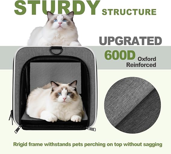 GAPZER - Cat Travel Bag 18x11x11 Inch Top Loading Pet Bag 15+ Pounds Foldable for Small Dogs 10 Pounds Dog Carrier Case