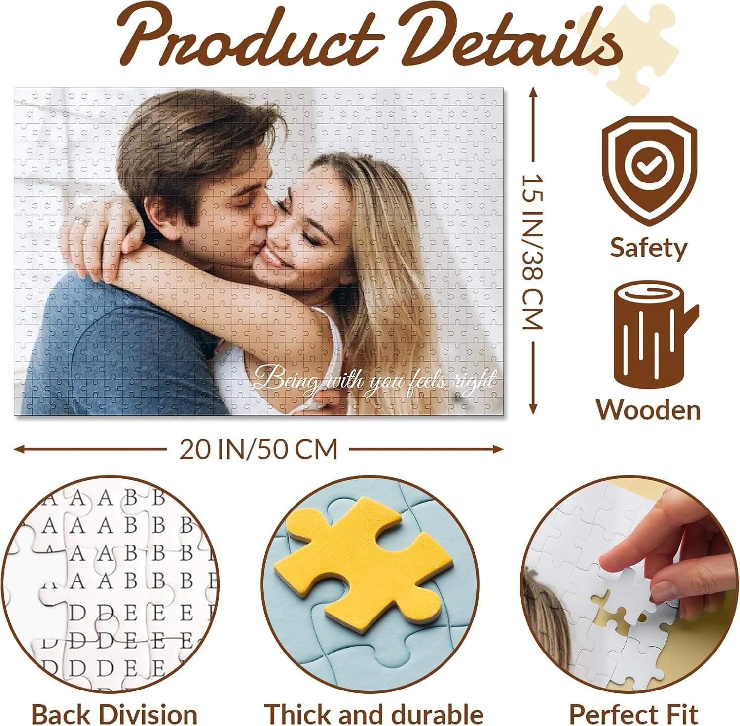 Custom Puzzle from Photos,70/120 /300/500/1000 Piece Personalized Puzzles with Picture & Text,Customized Jigsaw for Family, Wedding, Birthday (500 Piece)