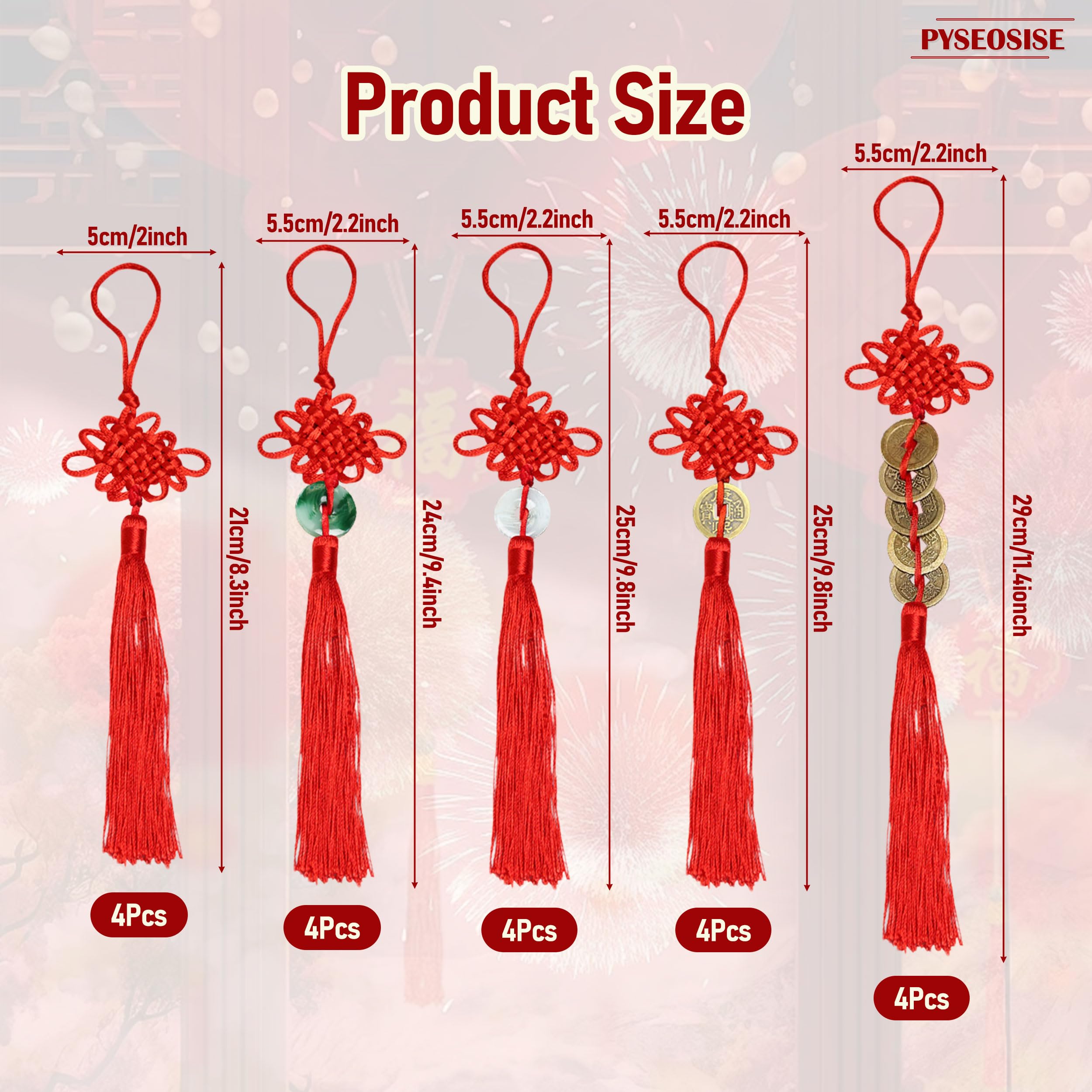Nodo Cinese Rosso Portafortuna 20 Cm – Decorazione Per Capodanno Cinese E Festa Di Primavera, Ornamento Murale Per Casa Con Significato Di Pace E Prosperità - 5
