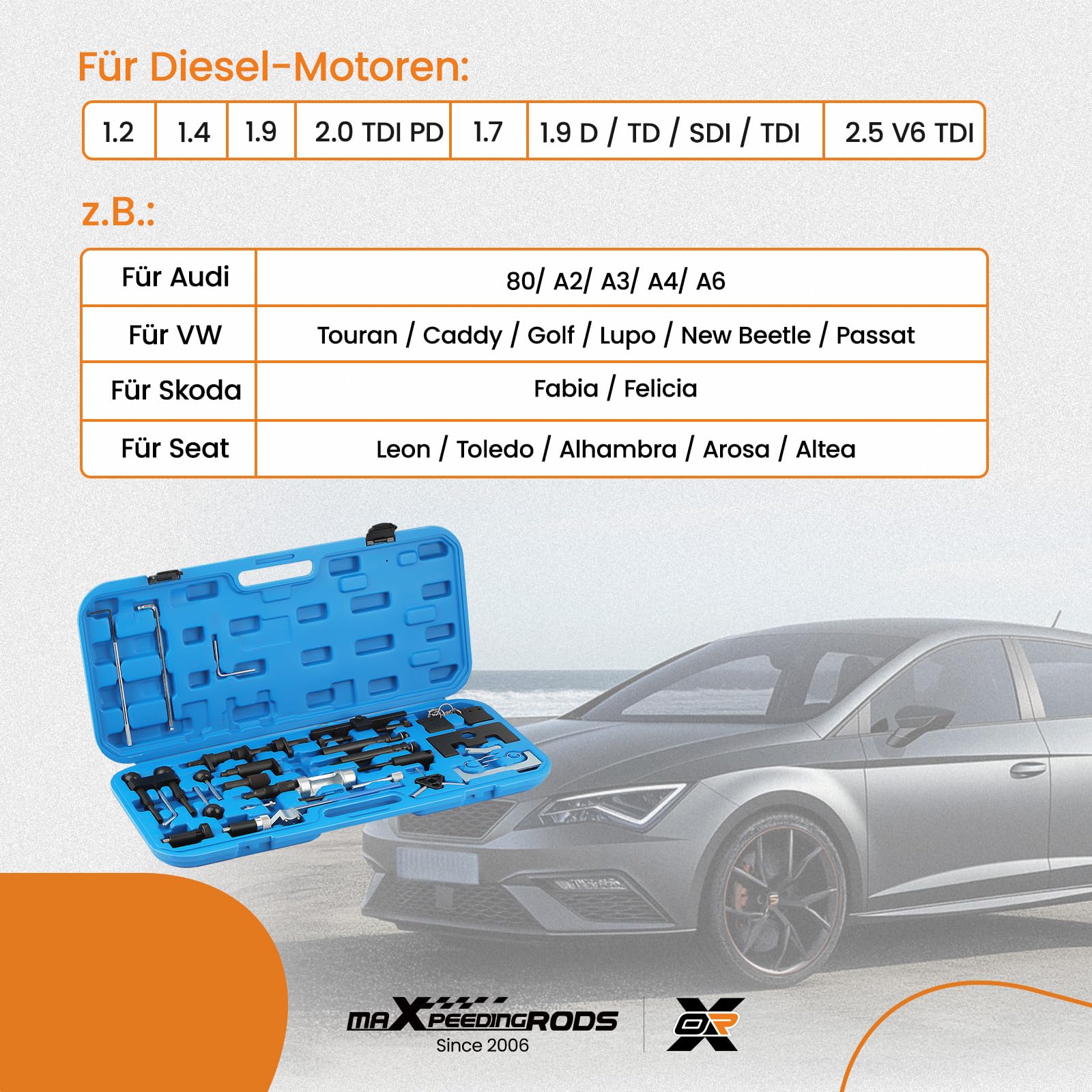 maXpeedingrods Motor Verstellungswerkzeug, Zahnriemen Werkzeug, Verriegelungswerkzeug Nockenwellen für Audi für VW für Seat für Skoda 1,2 1,4, Motor Einstellwerkzeug für VW T10123 T10120 T10100 T10121