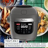 Moulinex Multicook & Fry, multicooker and integrated air fryer, 12 programs, Cooking on 2 levels, Delayed start, Capacity 6L, Grey Hippo, MZ730BF0 - 2