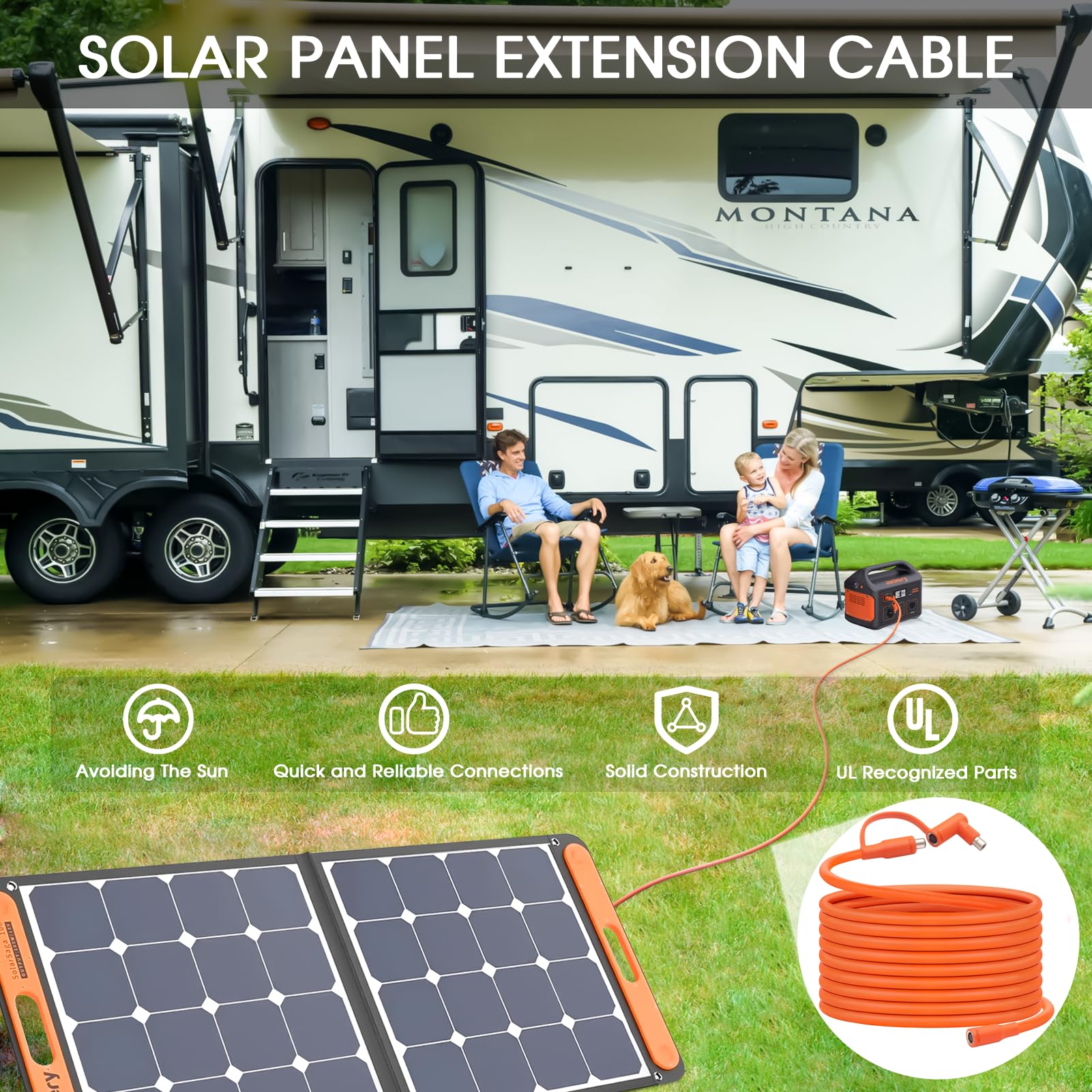 Cable de extensión de panel solar, compatible con conector de panel solar Jackery perfectamente para Gz Yeti, Aker, Jackery generador solar portátil y conexión de panel solar (30 pies)