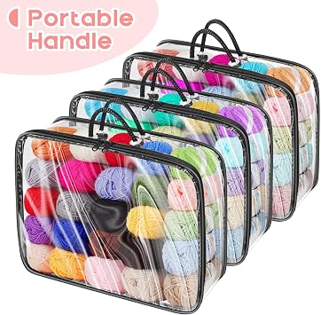 Yarn Storage Bags 3 Pack, Clear Yarn Storage Organizer 12x16x4 Inches