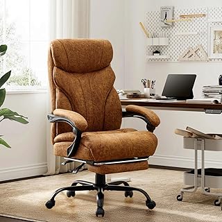 Big and Tall Office Chairs with Foot Rest,500LBS Wide Ergonomic Gaming Chair,90-155°Recline Executive Leather Computer Chairs with Adjustable Height,Brown