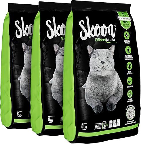 Miniatura 1 de SKOON - Arena natural para gatos con tierra diatómica, peso ligero, respetuosa con el medio ambiente  absorbe, bloquea y sella completamente