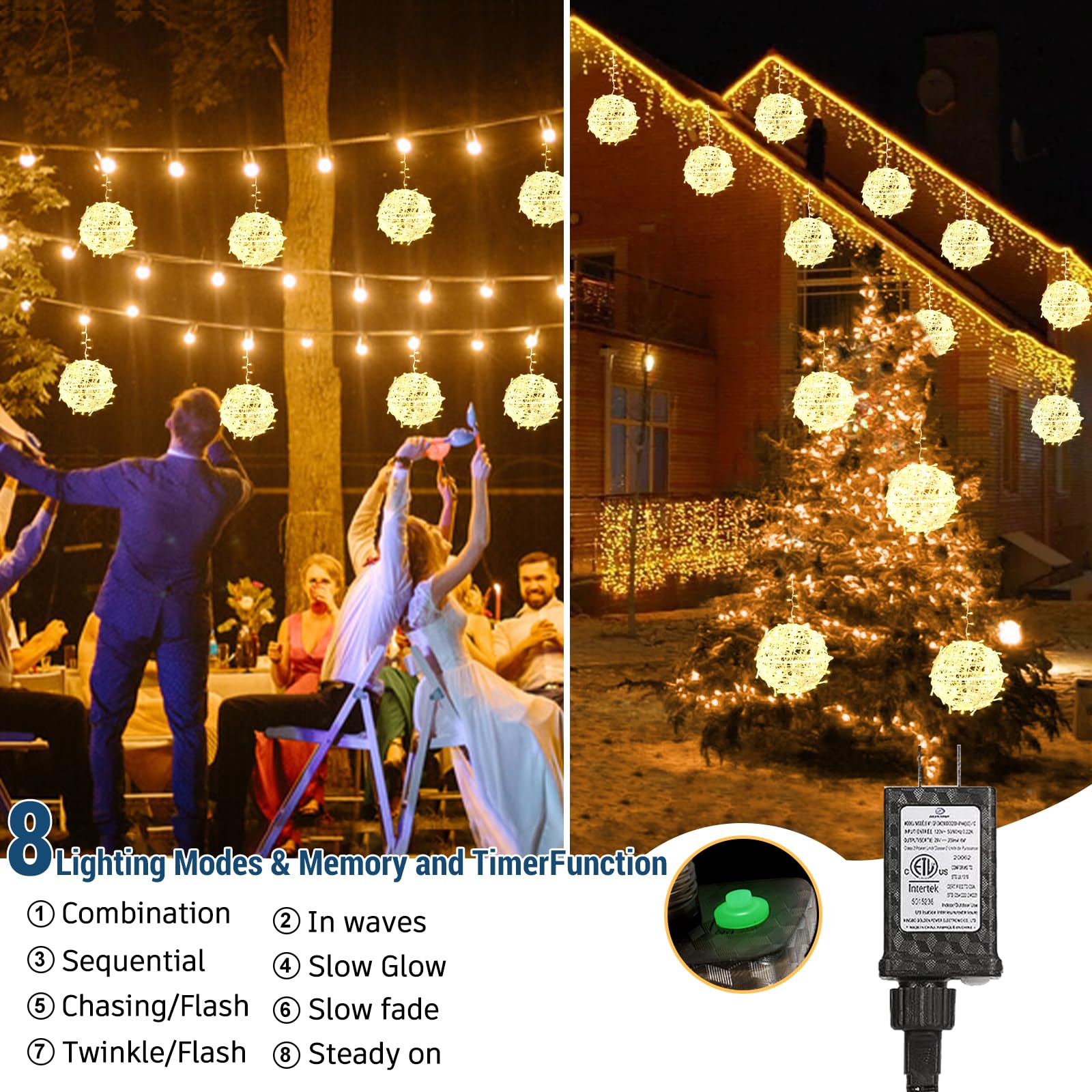 Sphère Lumineuse LED Pliable Pour Extérieur - Décoration Jardin, Fête, Mariage, Diamètre ~50cm