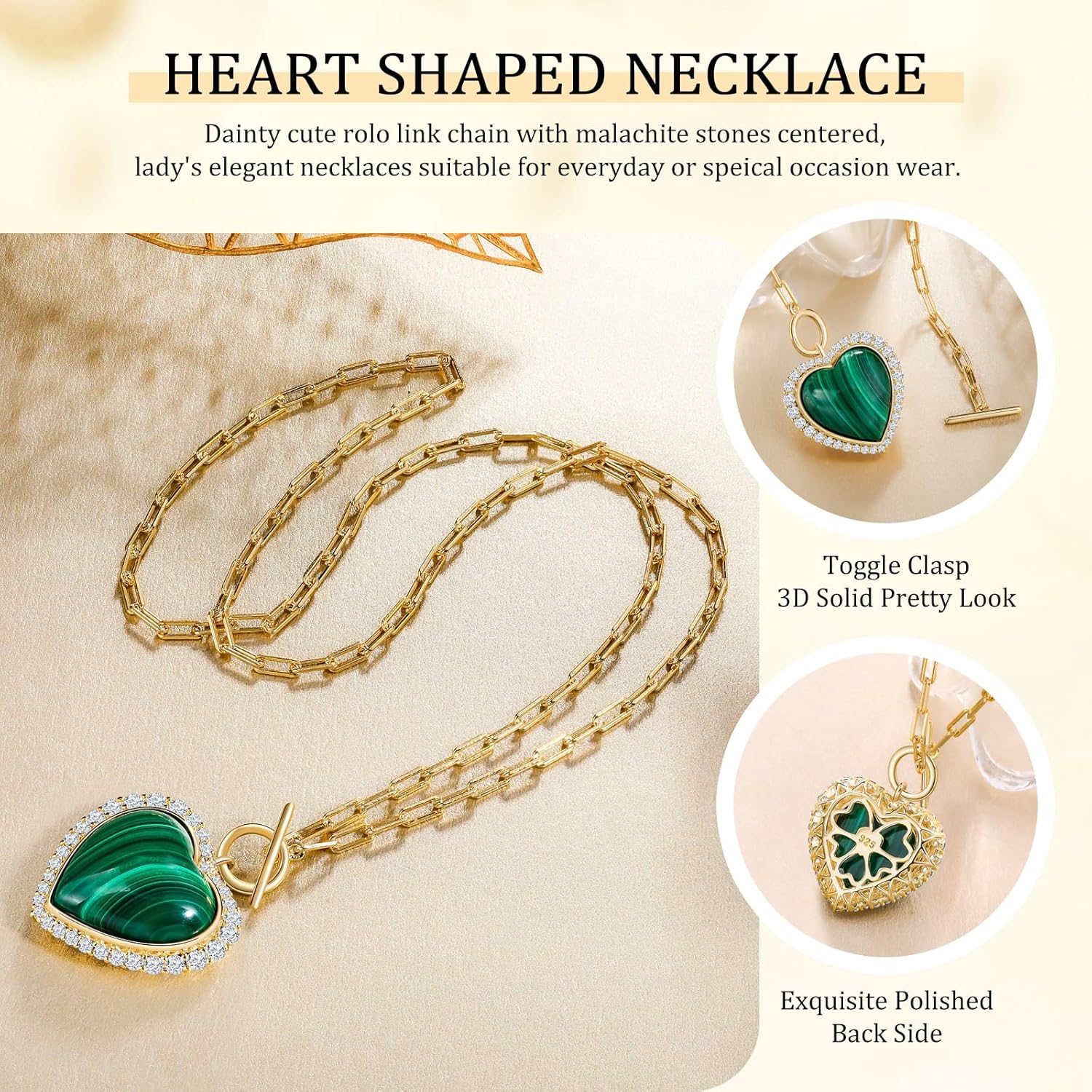 AIBAO 6-18 Cttw Genuine Turquoise/Red Coral/Lapis Lazuli/Malachite Halo Pendant for Women 925 Sterling Silver Paperclip Chain Necklace Western Jewelry - Image 5