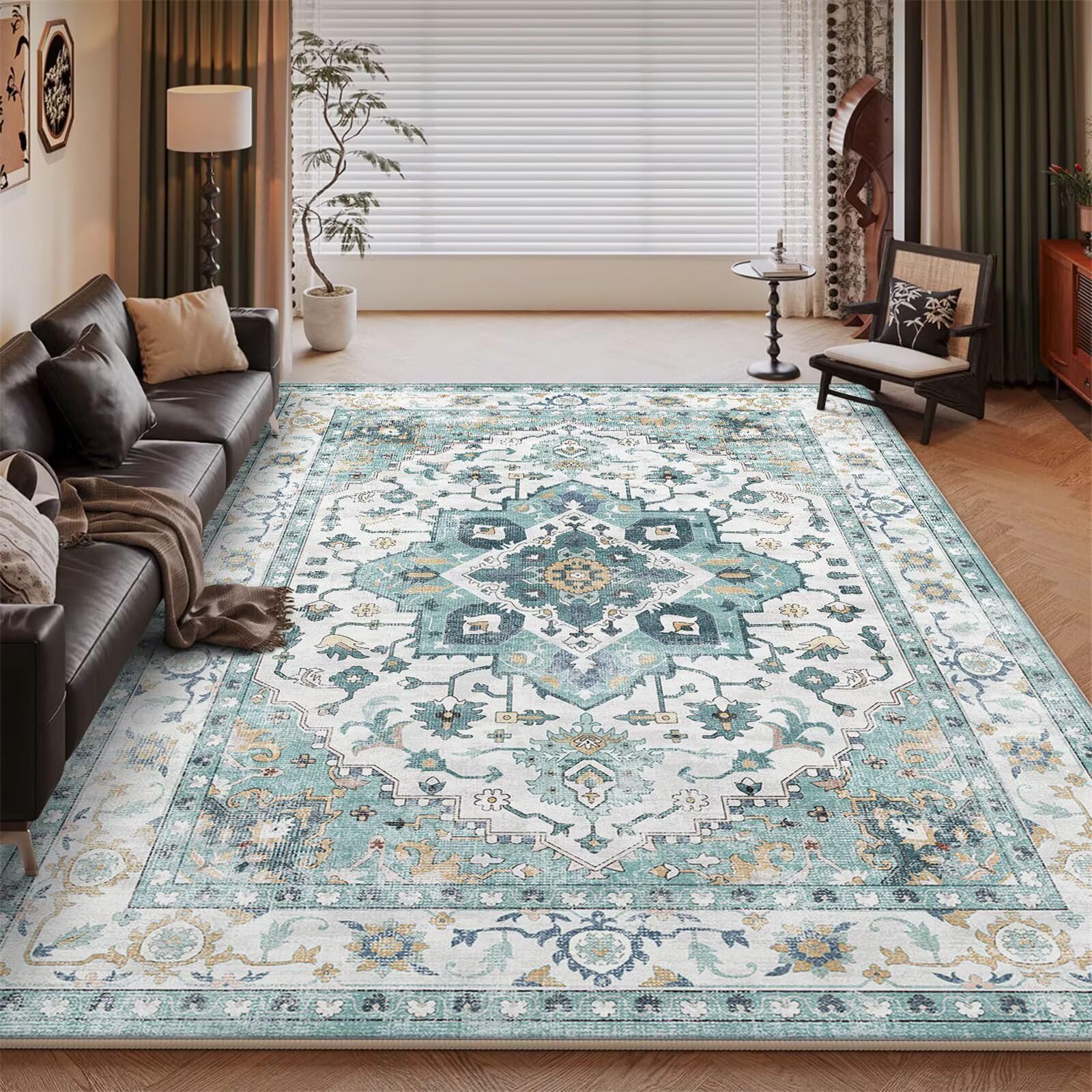 Tapis poil ras enfant bleu 60x90 cm rétro-blumen pour chambre garçon