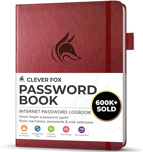 Miniatura 98 de Clever Fox - Libreta de contraseñas con pestañas alfabéticas, organizador de direcciones de Internet, tamaño pequeño de bolsillo, para inicios de