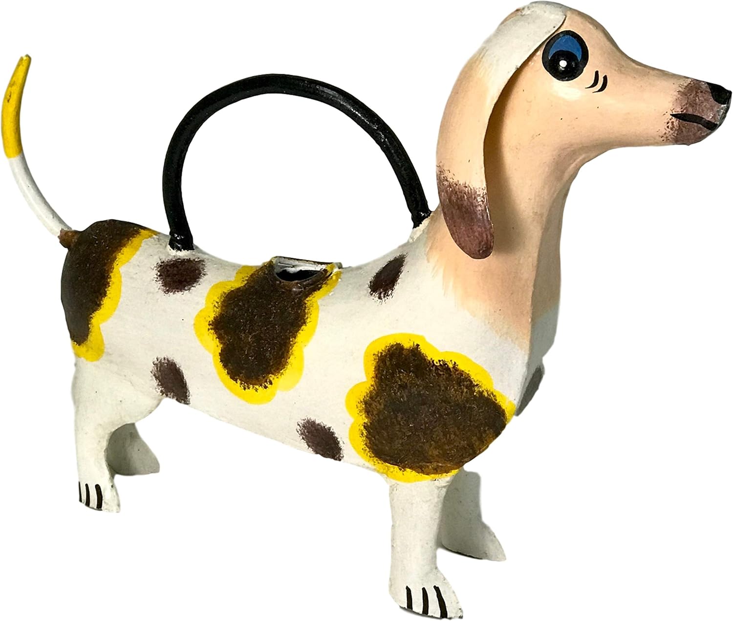 Dachshund Decor Small Metal Watering Can for Outdoor/Indoor Use on House Plants or Garden - Decorative and Functional Design Handcrafted and Painted by Metal Artisans (Dora Dachshund)