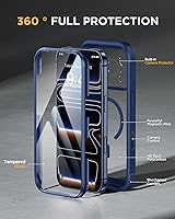 Vista 132 de Miracase Funda magnética para iPhone 14 de 6.1 pulgadas, protector de pantalla de vidrio templado integrado + protector de lente, compatible
