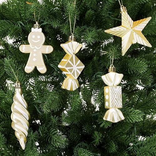 Miniatura 4 de LANGXUN 20 adornos navideños para colgar en el árbol de Navidad de 2024, decoración de árbol de Navidad, caballo de plástico, hombre de jengibre,