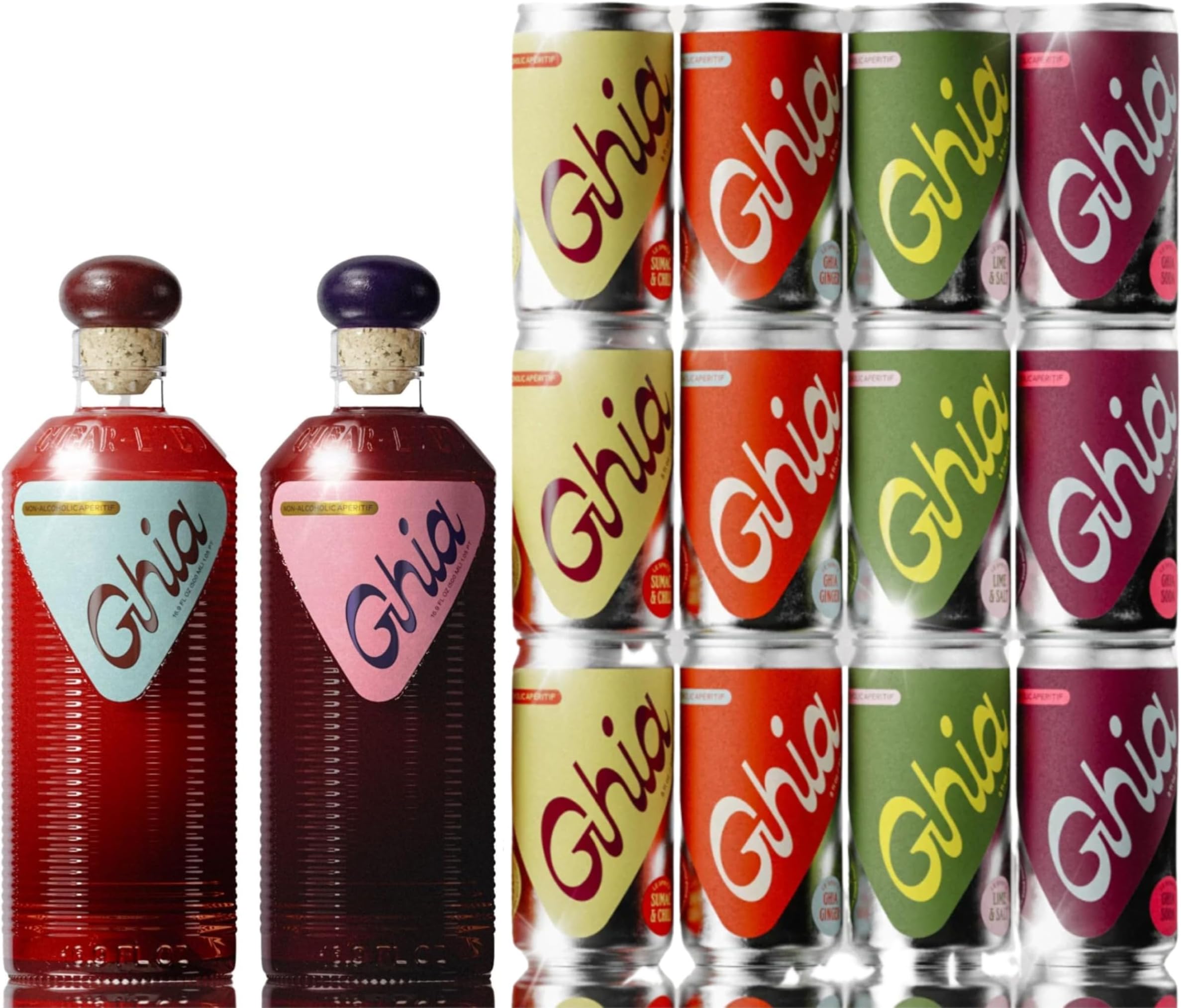GhiaNon-Alcoholic Summer Set | Try Everything Ghia, Mocktail Kit Includes: Original Apéritif 500ml, Berry Apéritif 500ml, Le Spritz 12-Pack in Four Flavors | Vegan, No Added Sugar, Nothing Aritificia