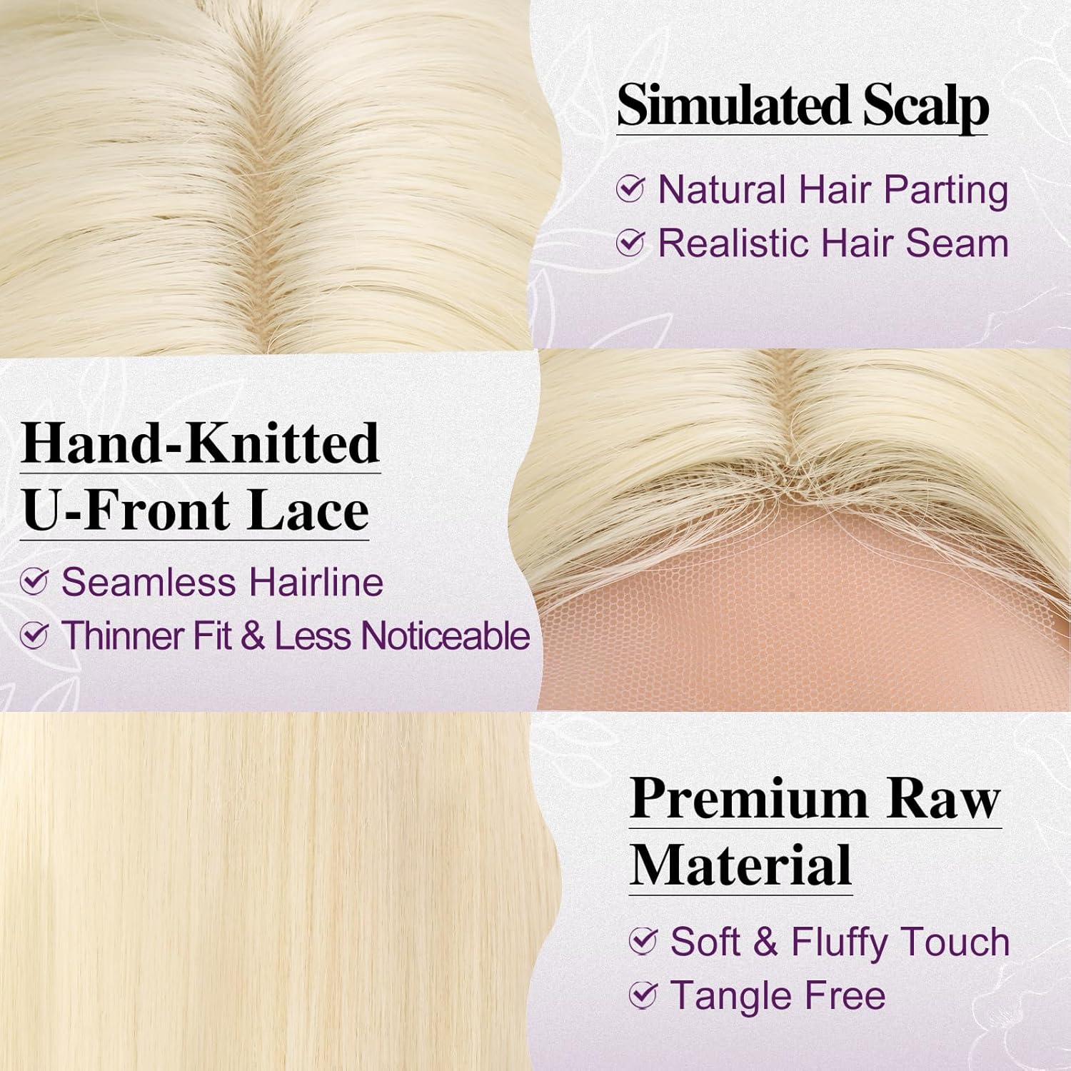 BARSDAR Long Straight Platinum Blonde Wig - Long Straight Middle Part Platinum Blonde Wig for Women - 28 Inch Natural Looking Thick Soft Synthetic Hair Replacement Wigs Daily Party Halloween Wigs