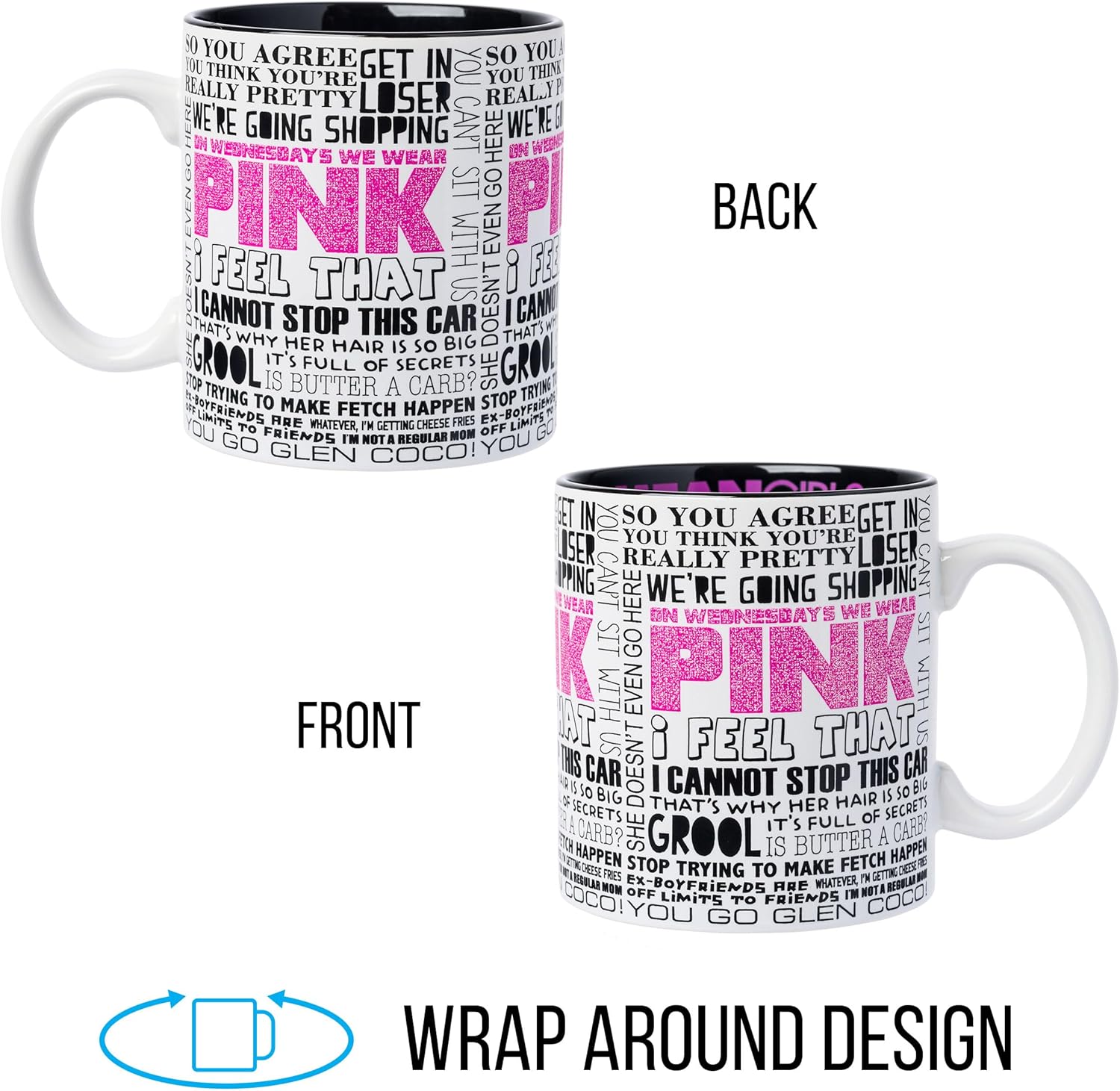 Silver Buffalo Mean Girls Iconic Quotes Glitter Ceramic Mug, 20 Ounces - Image 5