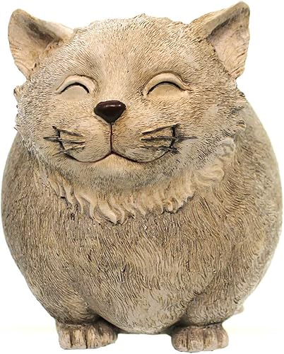Roman Figura de jardín Pudgy Pal, 75263, gato de pie, 7.25 pulgadas de alto