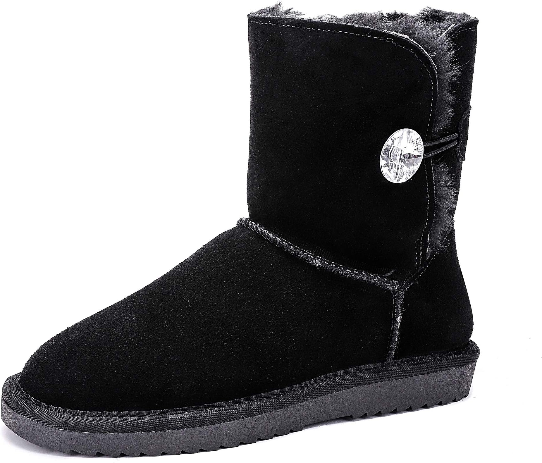 ADUTEE Women's Leather Fully Fur Lined Classic Mid Calf Winter Boot Snow Boot