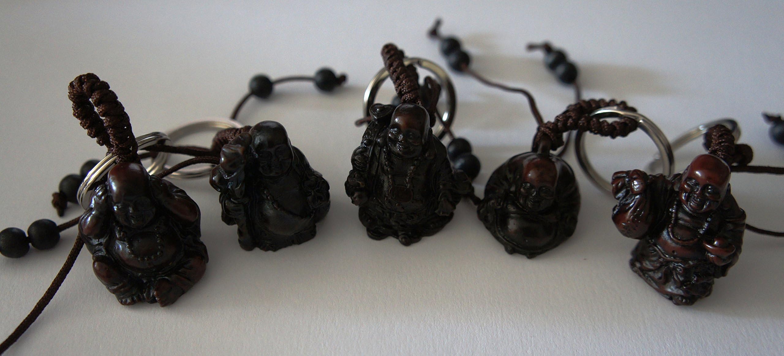 Paradise Pets LUCKY ORIENTAL BUDDHA KEY RING - CARVED ROSEWOOD EFFECT