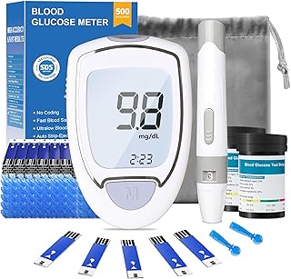 Blood Sugar Testing Kit, High Accuracy Glucose Monitor Kit with 100 Test Strips & 100 Lancets, Portable Blood Glucose Monitor G501 with Lancing Devices, No Coding Diabetes Testing Kit