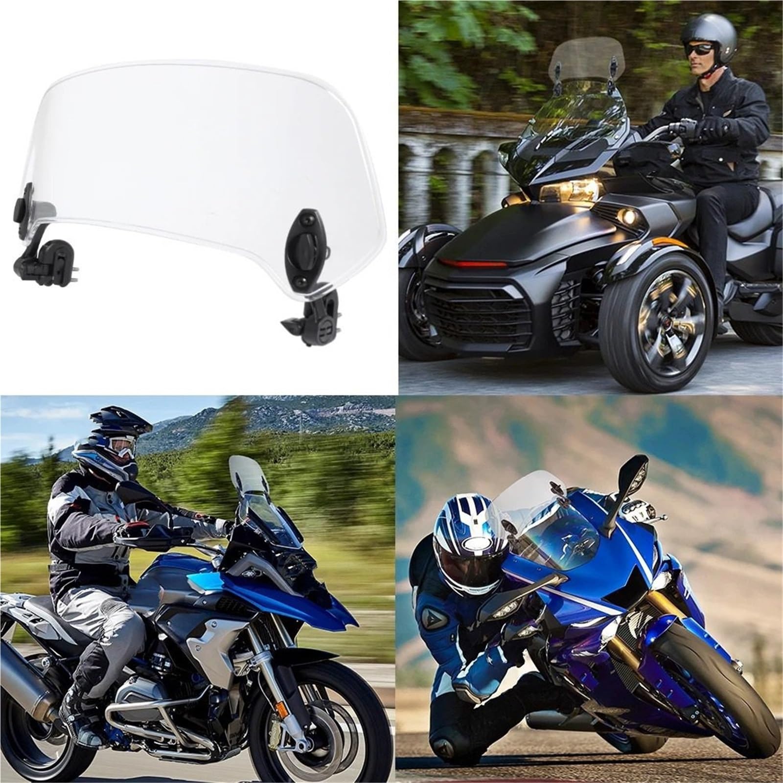 Przednia szyba motocyklowa Przedłużenie szyby przedniej Regulowany spojler Zaciskany deflektor szyby przedniej Odpowiedni do wszystkich modeli motocykli(H)