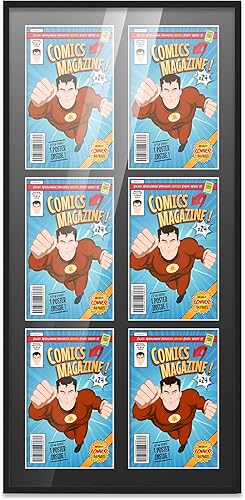 Miniatura 52 de Poster Palooza Marco de cómic con paspartú para 4 cómics de la era actual publicado después de 1985, marco de cómic negro para cómics de 6.875 x