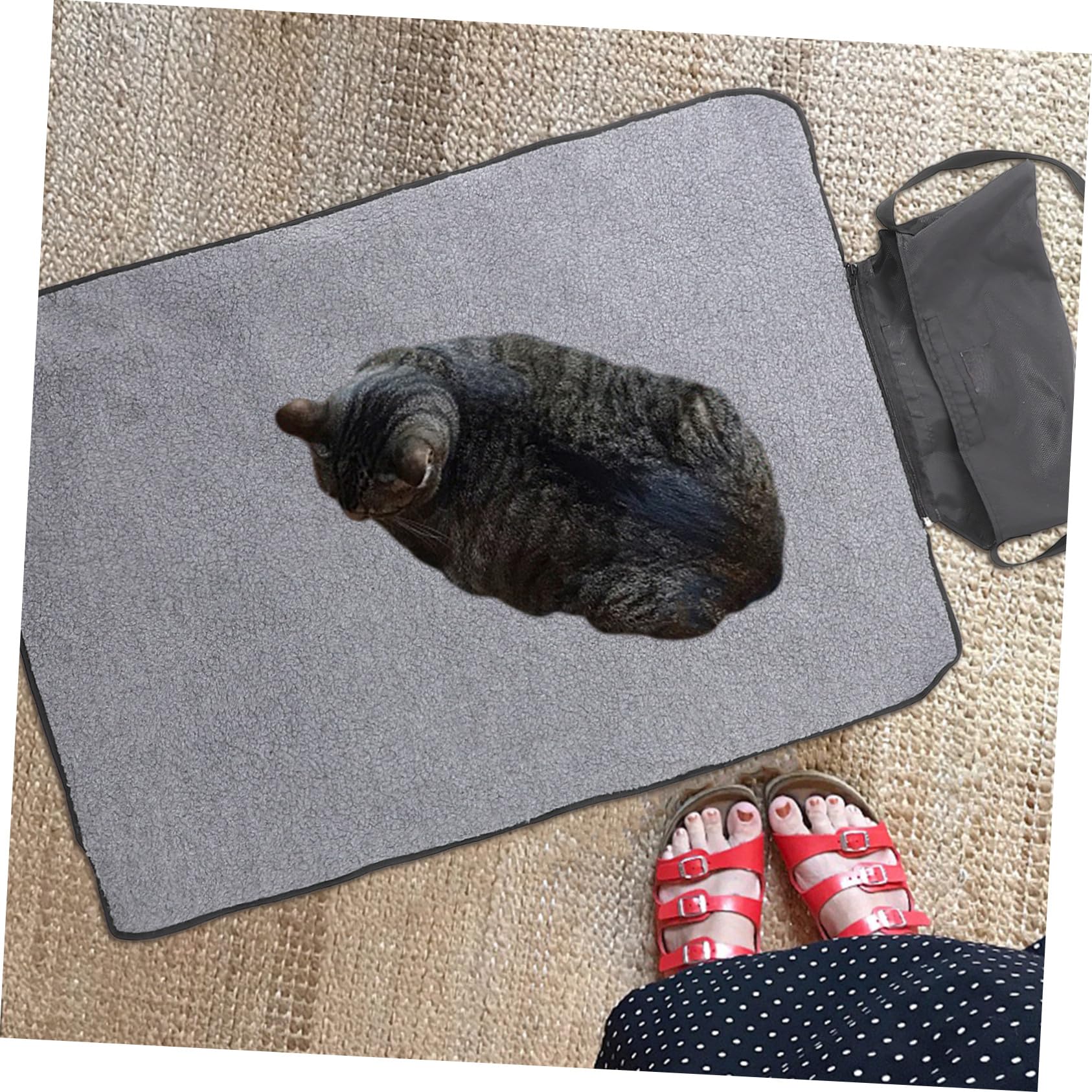 POPETPOP Manta Térmica Plegable para Mascotas y Perros, Portátil y Resistente al Agua, Hecha de Tejido Negro, Adecuada para Exteriores, Manta Cálida para Cama