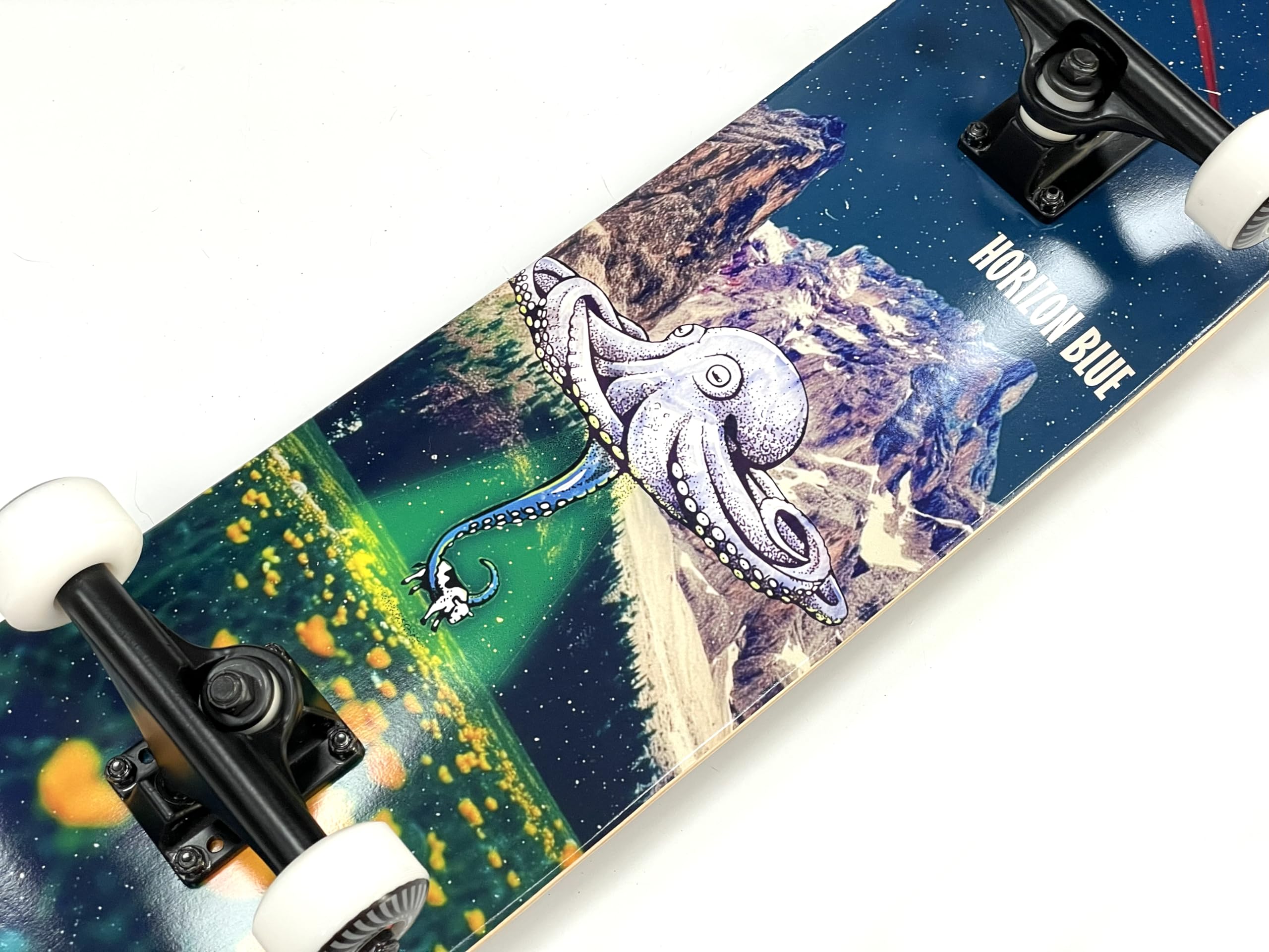 HORIZON BLUE Skateboard en érable 80,6 cm pour débutants, intermédiaires et professionnels