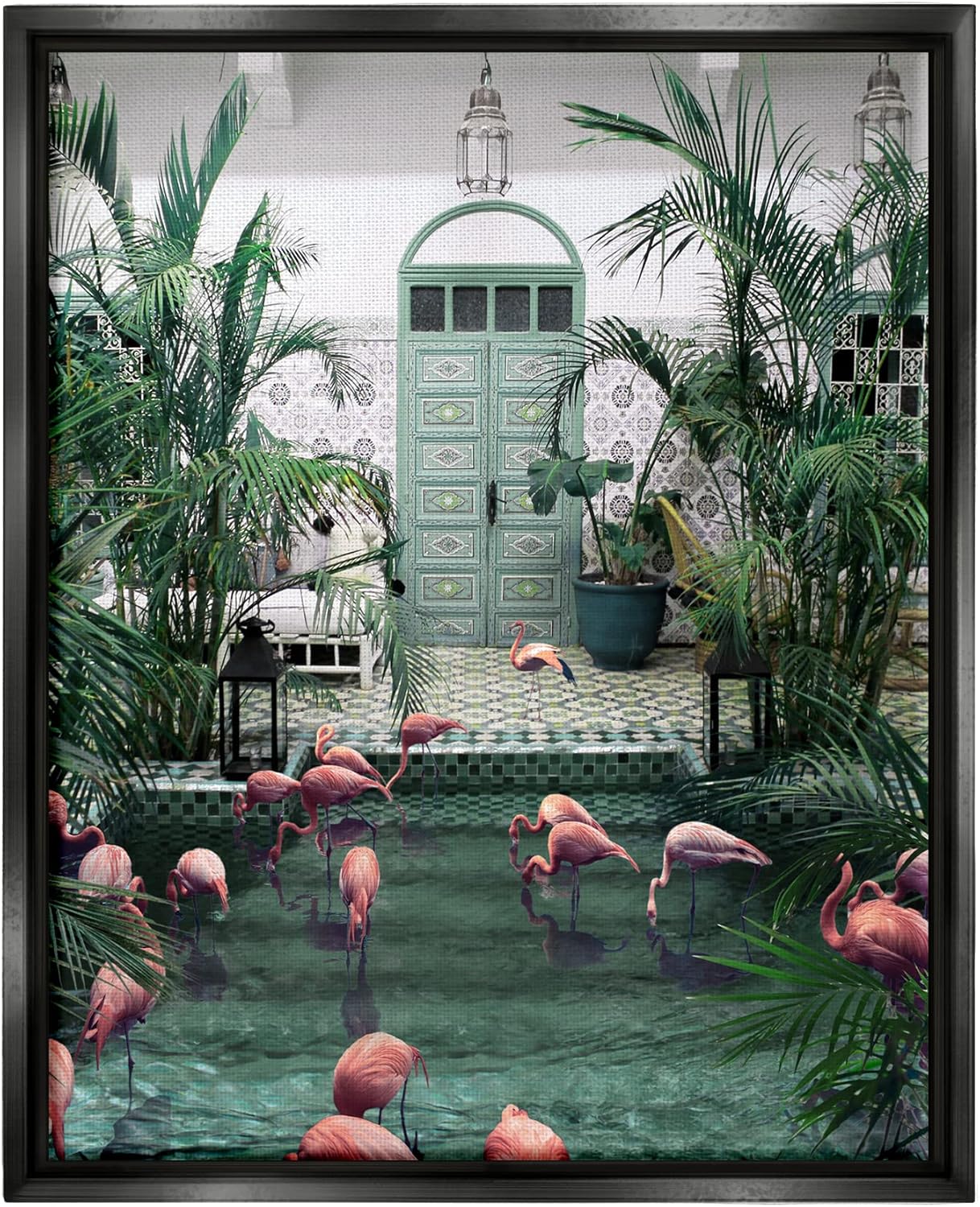 Stupell Industries Tropical Flamingo Pool Resort Floating Framed Wall Art, Design by Ziwei Li