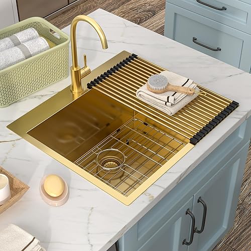 Miniatura 126 de Fregadero de lavandería de 25 x 22 pulgadas, montaje superior, acero inoxidable T304, calibre 16, 12 pulgadas de profundidad, fregadero individual