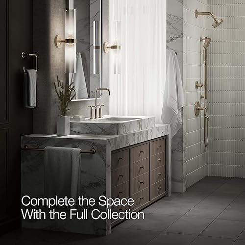 Miniatura 8 de Kohler K-14410-4-BGD Purist - Grifo para lavabo de baño con manijas de palanca baja y boquilla baja, K-14408-3-BV