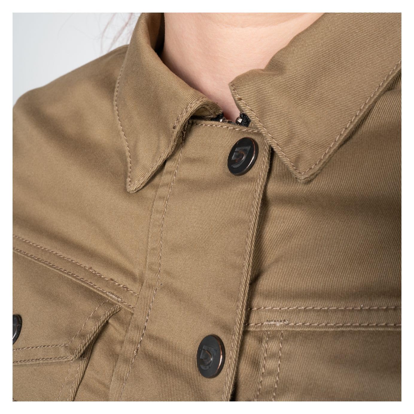 NAZAIRE LADY Chaqueta de Moto 4 estaciones. Chaqueta de Moto Equipamiento de Protección con 4 Protecciones CE. Ropa para Mujer Color Beige 42