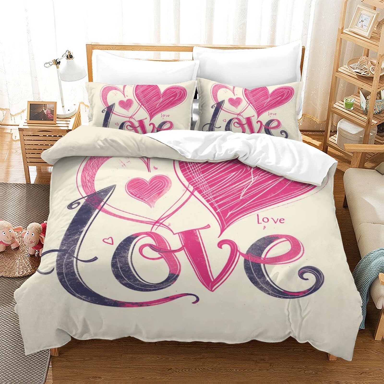 Housse de couette 200x200 Amour 3D pour transformer l'ambiance d'une chambre d'ado ou d'adulte