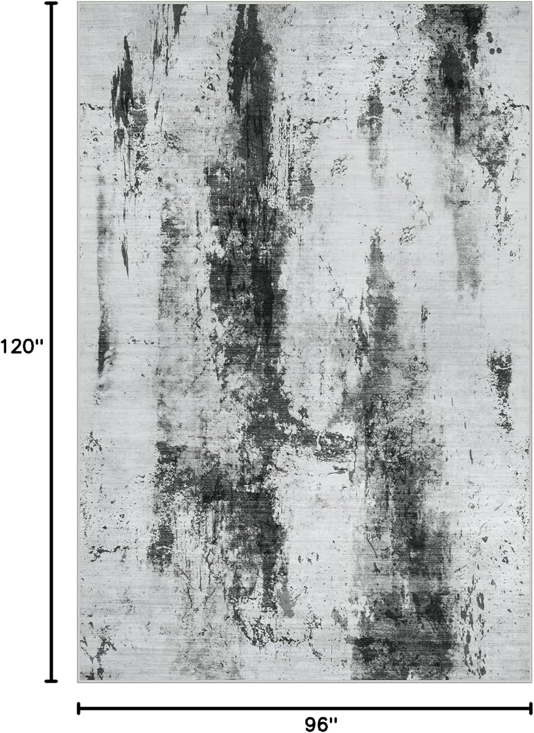 8x10 Area Rugs Washable Rug: Modern Abstract Living Room Rug Soft Anti-Skid Thin Carpet Indoor Floor Non-Shedding Carpets for Bedroom Dining Room Farmhouse Nursery Home Office Black White Grey