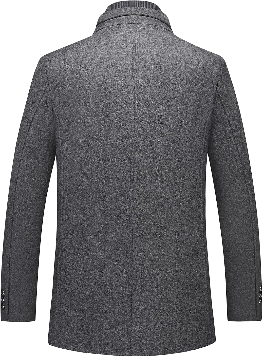 Mens Wool Blend Coat with Removable Inner Collar Business Single Breasted Windproof Warm Winter Peacoat - Image 4