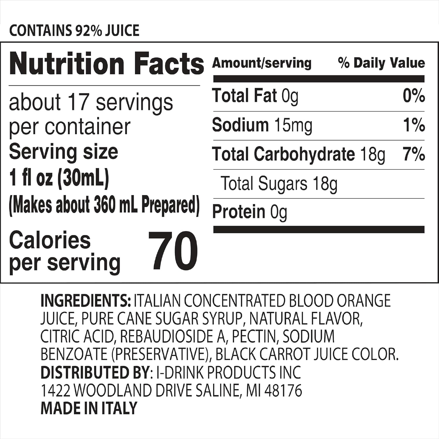 Drinkmate Blood Orange Premium Italian Drink Mix | Contains 92% Real Fruit Juice (16.9 fl. oz., Pack of 2)