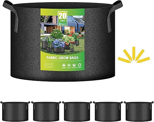 Vista 86 de iPower Grow Bags – Contenedor con aireación de tela no tejida gruesa, con asas de correa para plantas y macetas de jardín. Beige Bronceado