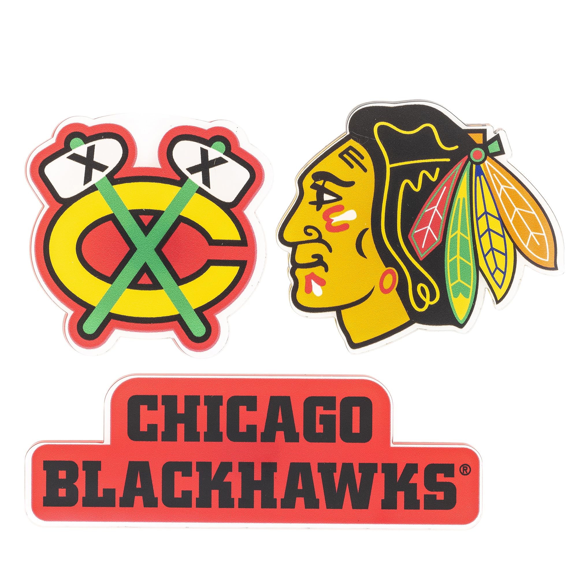 Desert Cactus Chicago Blackhawks Acrylic Magnet 3 Pack NHL National Hockey League Decorative Design Officially Licensed (Acrylic Magnet Set A)