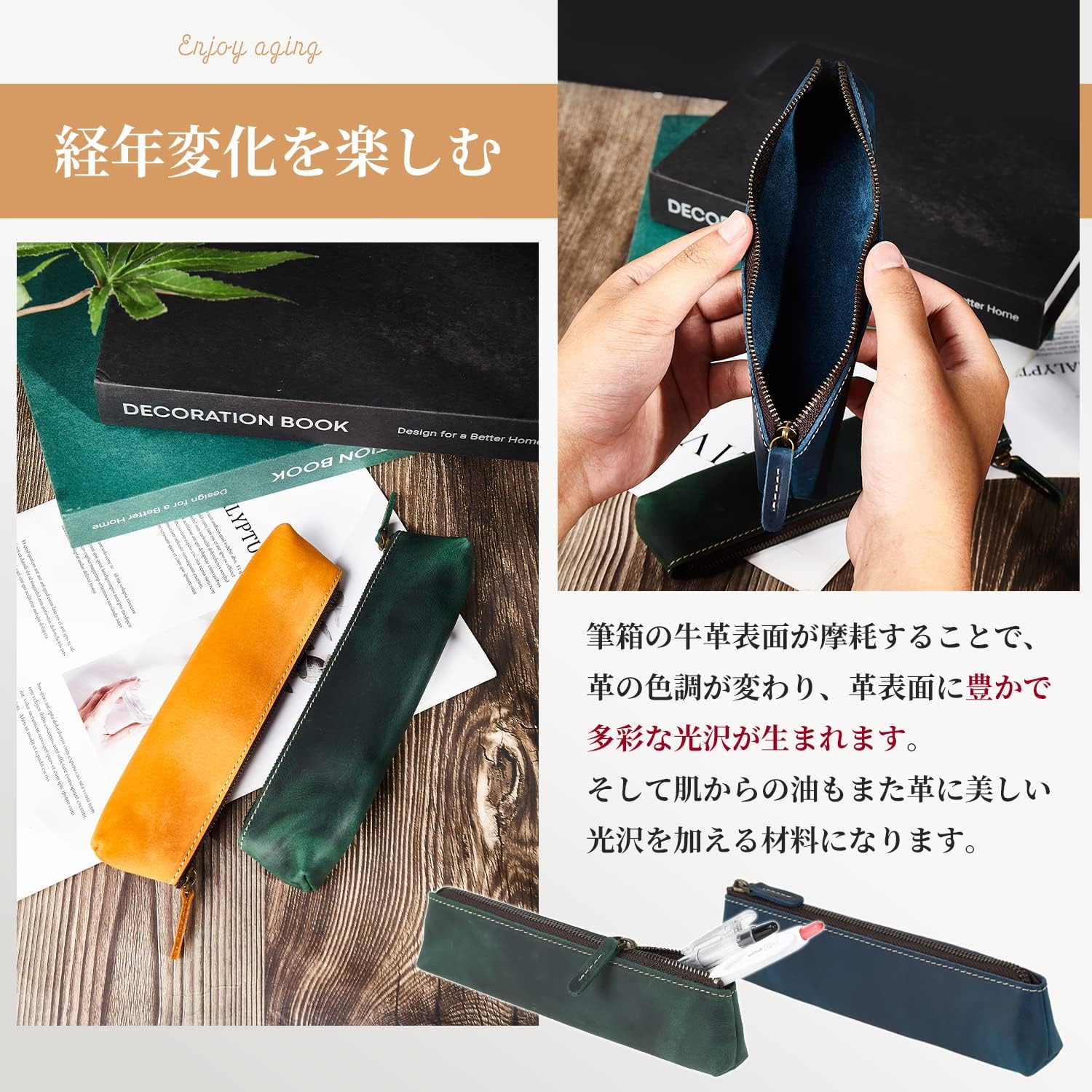 Kameto Bag Manufacturing Pencil Case, Slim Leather, Simple, Adult (Uses YKK Zipper) Stylish Leather Pen Case, Men's Leather Pencil Case, Genuine Leather, Lightweight, Business (Slim, Black)