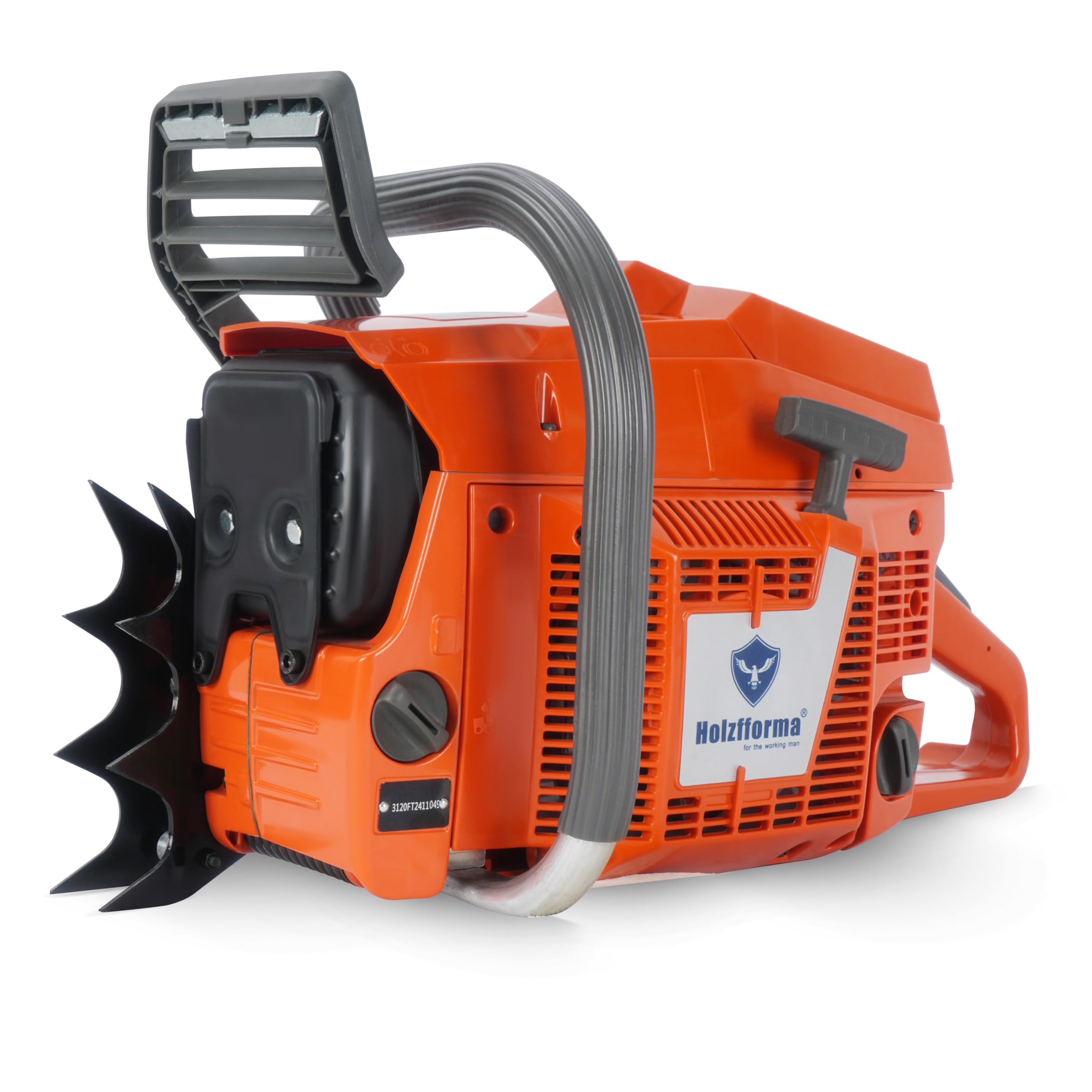 Holzfforma Sierra de cadena de gasolina G3120 de 118,8 cc sin barra guía y cadena de sierra para uso pesado